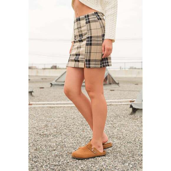 PLAID PRINT MINI PENCIL SKIRT WITH SIDE SLITS - Picture 3 of 9